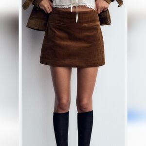 Zara Brown Corduroy Skirt